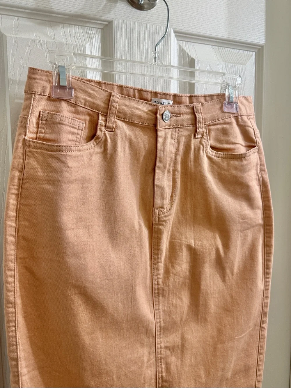 Jade Mackenzie Pink Denim Midi Pencil Skirt Women’s Size 8